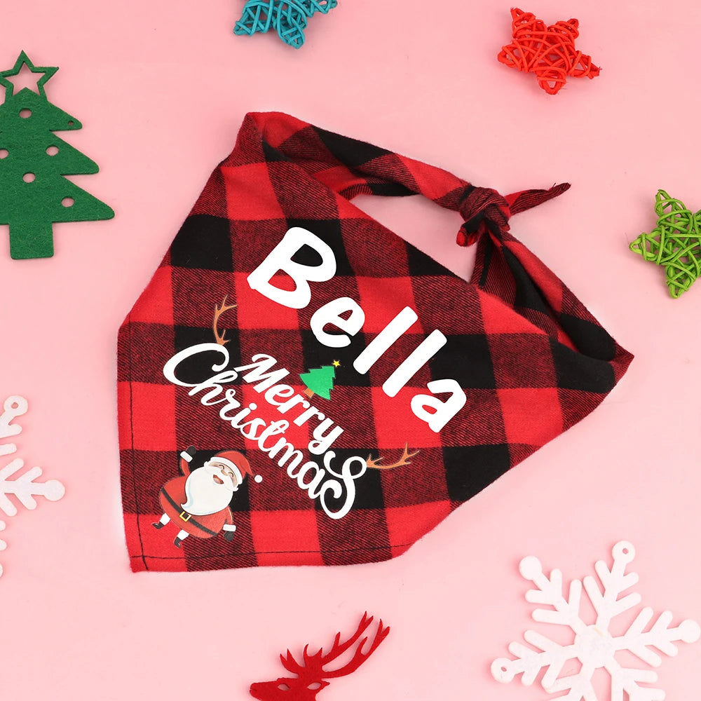 Free Custom Christmas Dog Bandana Cute Birthday Pet Puppy Triangle Scarf Adjustable Bandanas Bibs for Dogs Cats Pet Supplies Pug