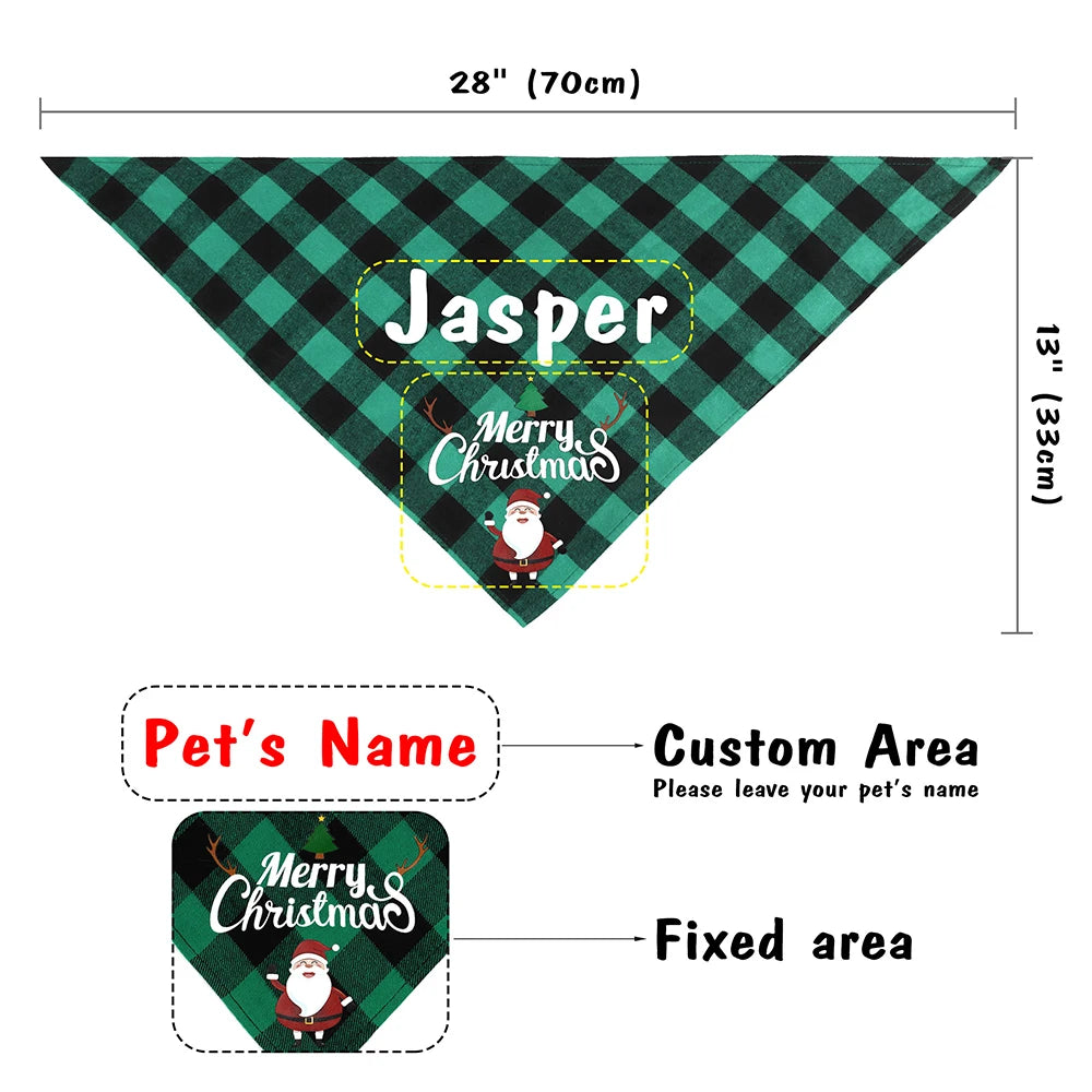 Free Custom Christmas Dog Bandana Cute Birthday Pet Puppy Triangle Scarf Adjustable Bandanas Bibs for Dogs Cats Pet Supplies Pug