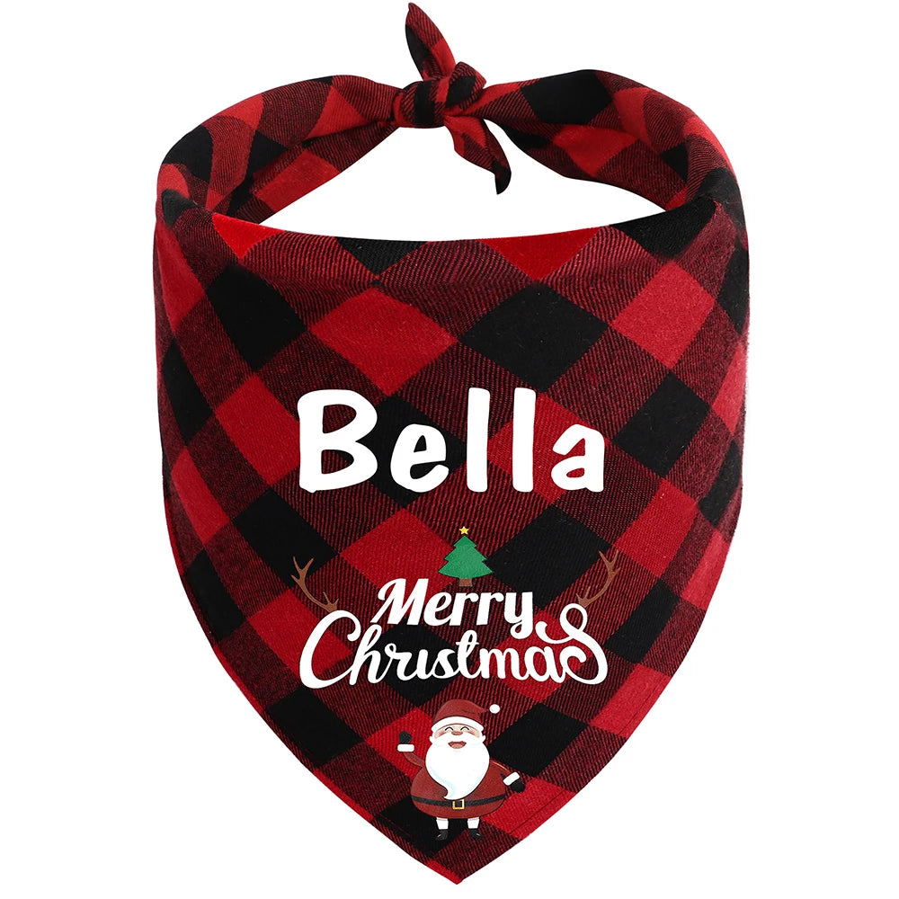 Free Custom Christmas Dog Bandana Cute Birthday Pet Puppy Triangle Scarf Adjustable Bandanas Bibs for Dogs Cats Pet Supplies Pug