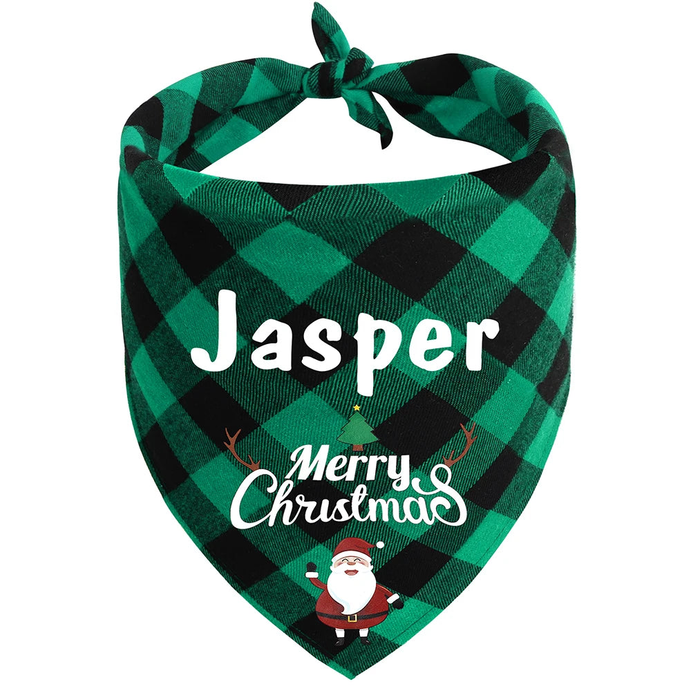 Free Custom Christmas Dog Bandana Cute Birthday Pet Puppy Triangle Scarf Adjustable Bandanas Bibs for Dogs Cats Pet Supplies Pug