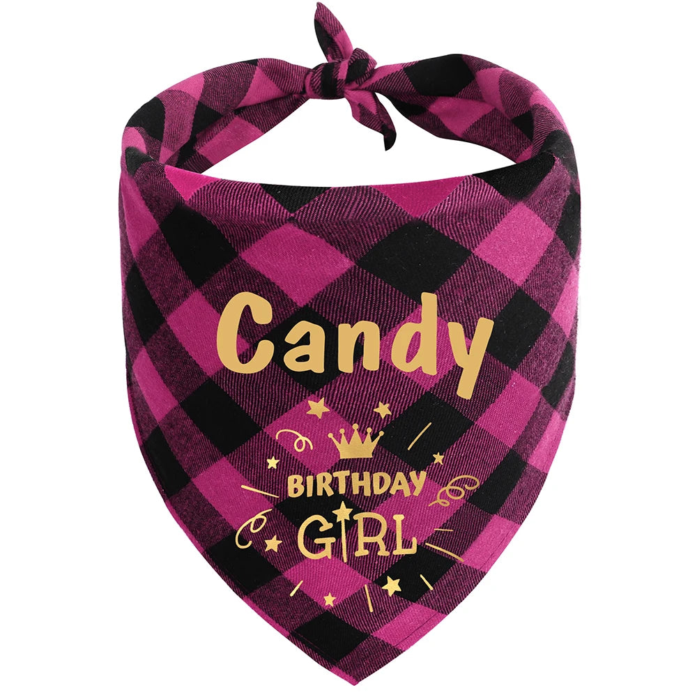 Free Custom Christmas Dog Bandana Cute Birthday Pet Puppy Triangle Scarf Adjustable Bandanas Bibs for Dogs Cats Pet Supplies Pug