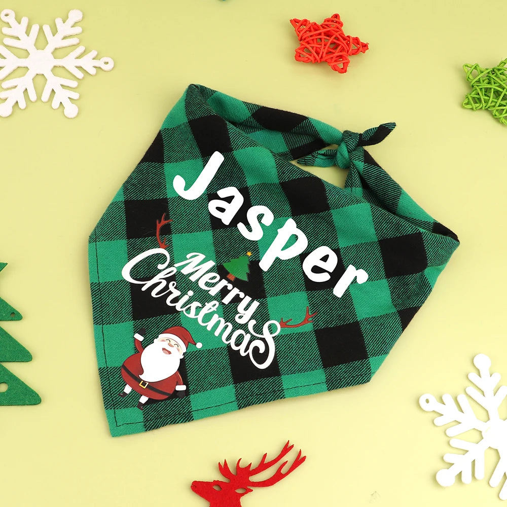 Free Custom Christmas Dog Bandana Cute Birthday Pet Puppy Triangle Scarf Adjustable Bandanas Bibs for Dogs Cats Pet Supplies Pug