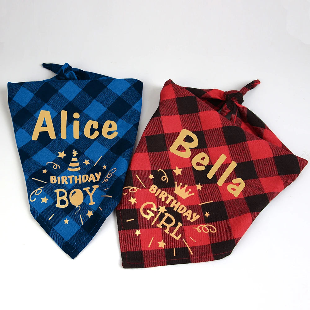 Free Custom Christmas Dog Bandana Cute Birthday Pet Puppy Triangle Scarf Adjustable Bandanas Bibs for Dogs Cats Pet Supplies Pug